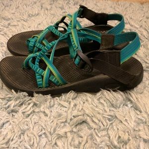 Women’s Chacos! Good condition! Blue and green straps, size 8.5 womens! Thanks!